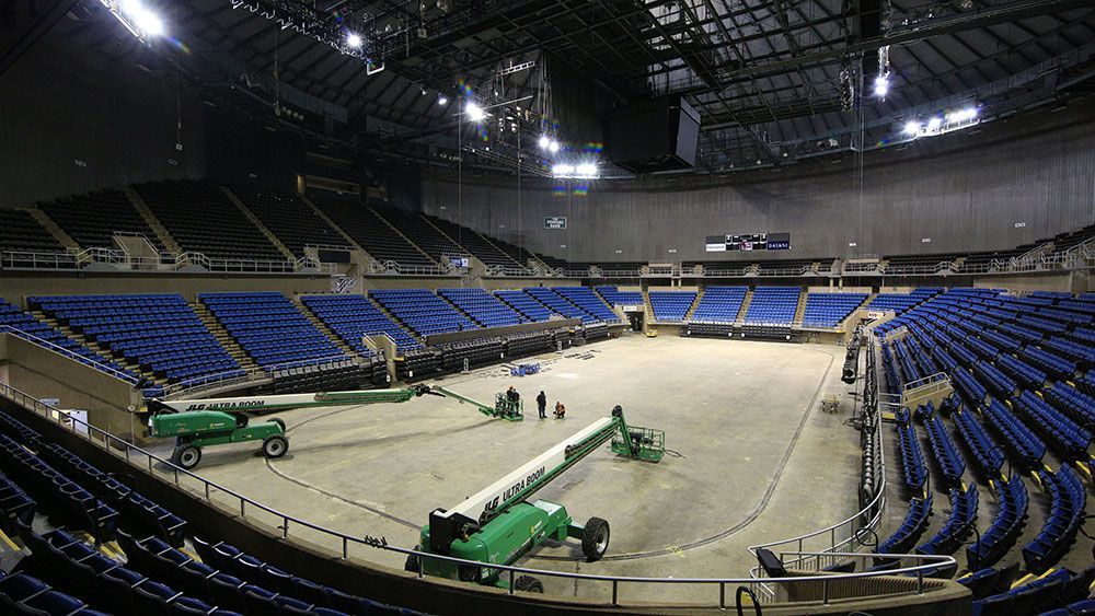 Convention Center floor with cranes